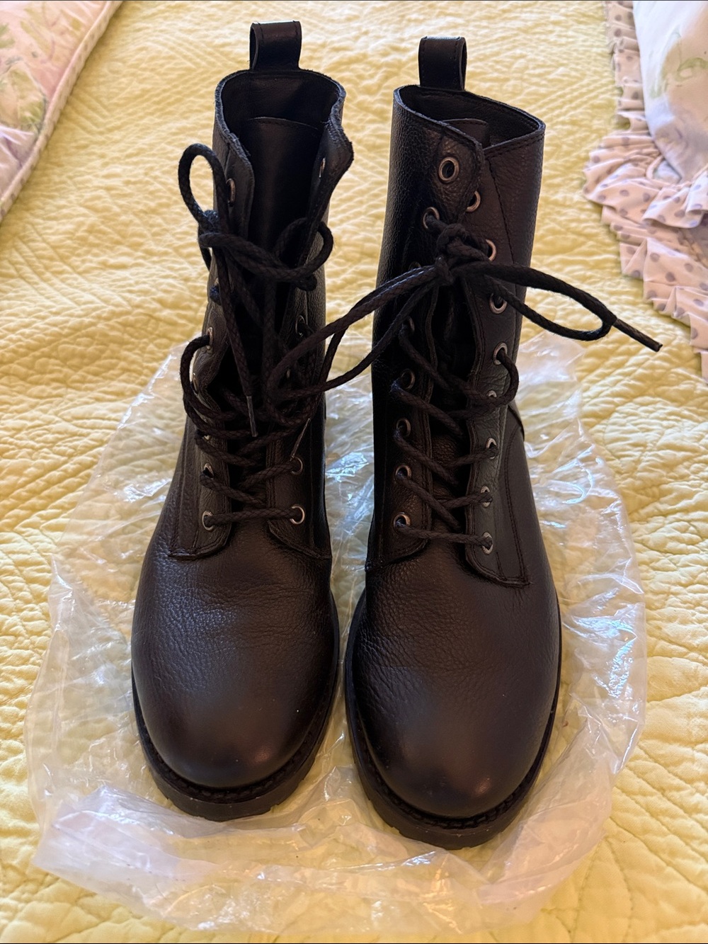 Frye Women's Black Lace-Up Combat Boots 8.5